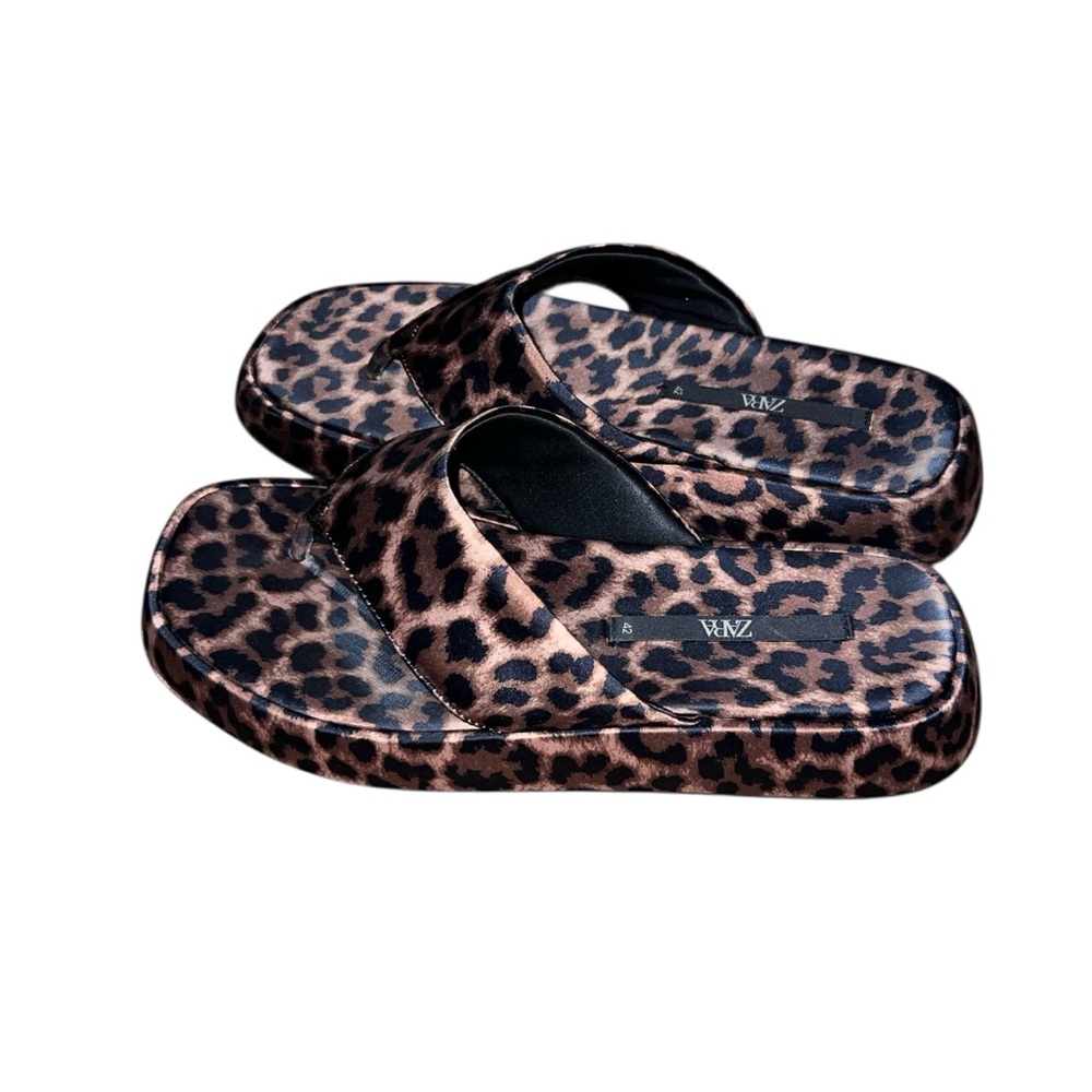 Zara Leopard Print Sandals Size 11 - Picture 7 of 16